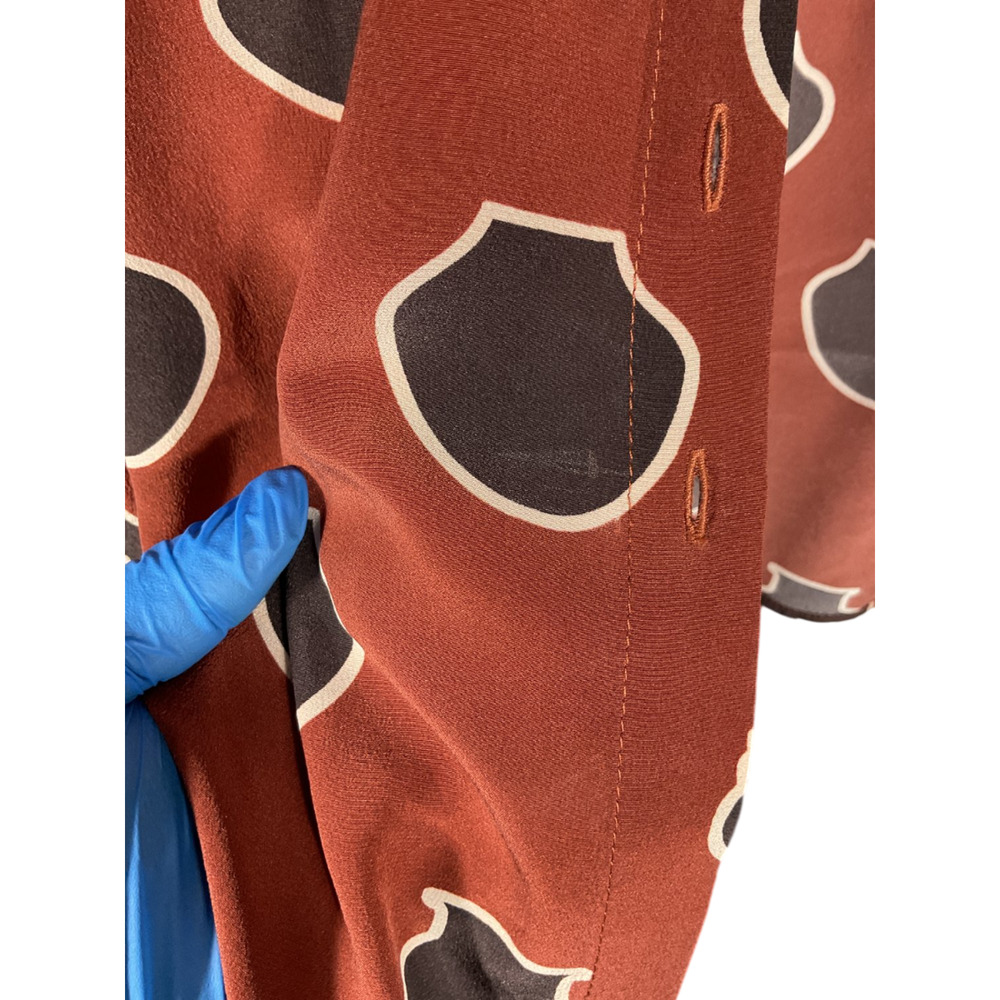 Johanna Ortiz Printed Rust Tie Neck Blouse Size S - Picture 5 of 6